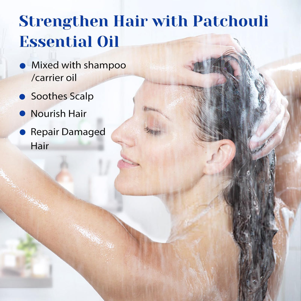 Patchouli oil in a diffuser setup for a refreshing, focused ambiance.