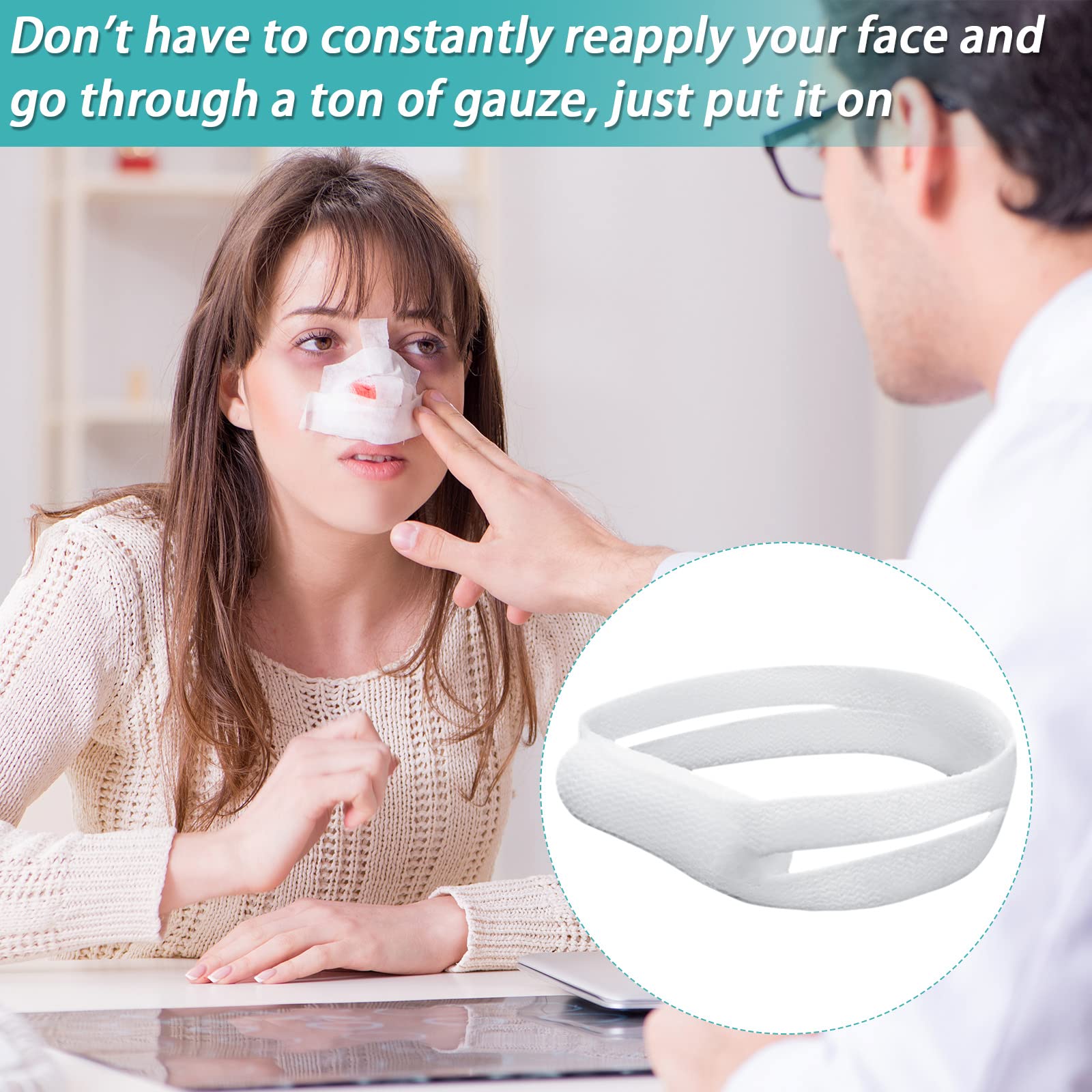 Patelai nasal bandage behind-ear clip demonstrates secure attachment.
