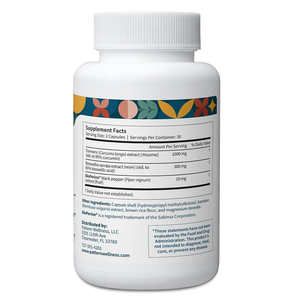 Pattern Wellness BioPerine Black Pepper Extract boosts absorption in capsules.