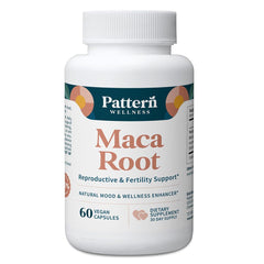 Pattern Wellness Maca Root Extract 20:1 bottle shows concentrated potency for daily vitality