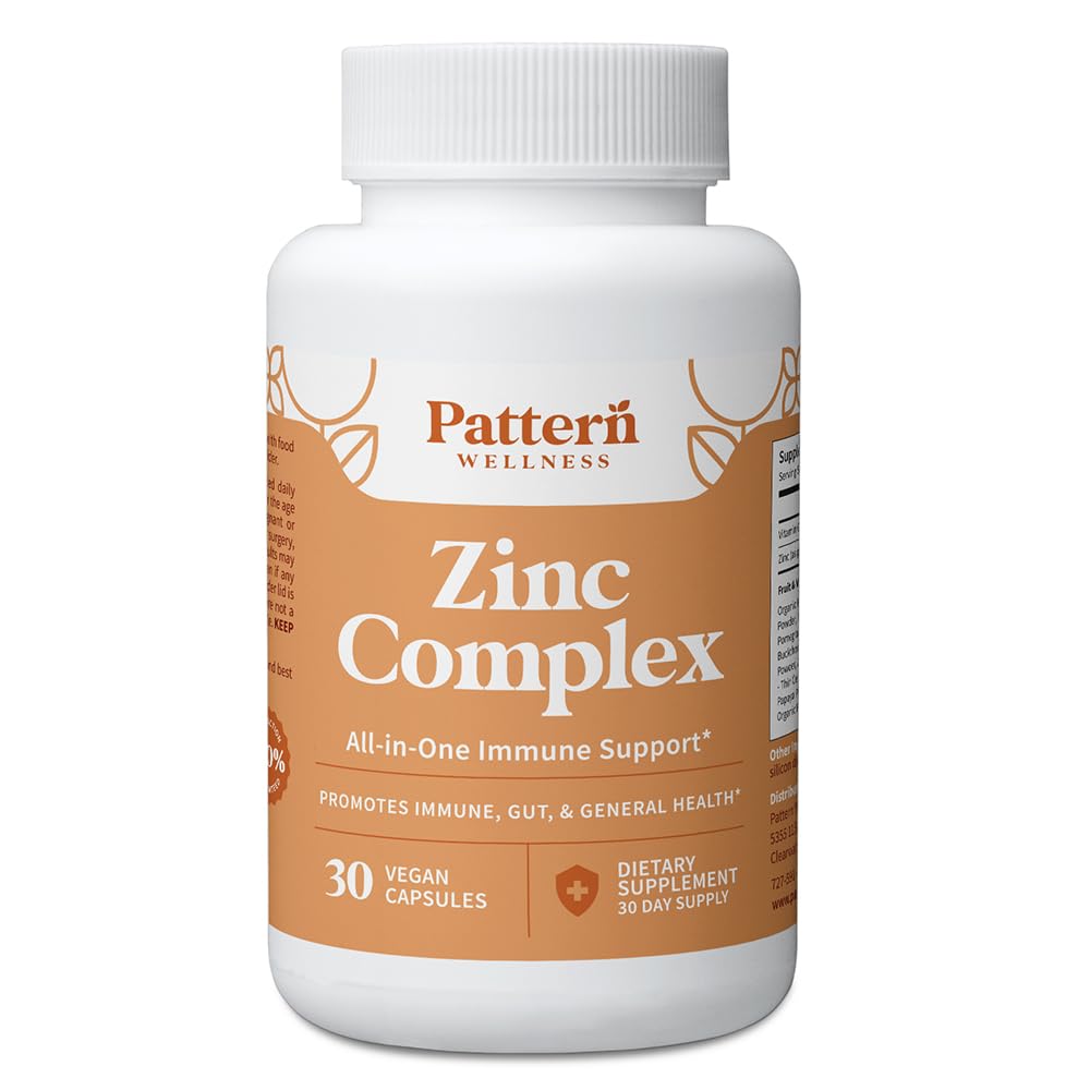 Pattern Wellness Zinc Complex bottle with capsules for daily immune support