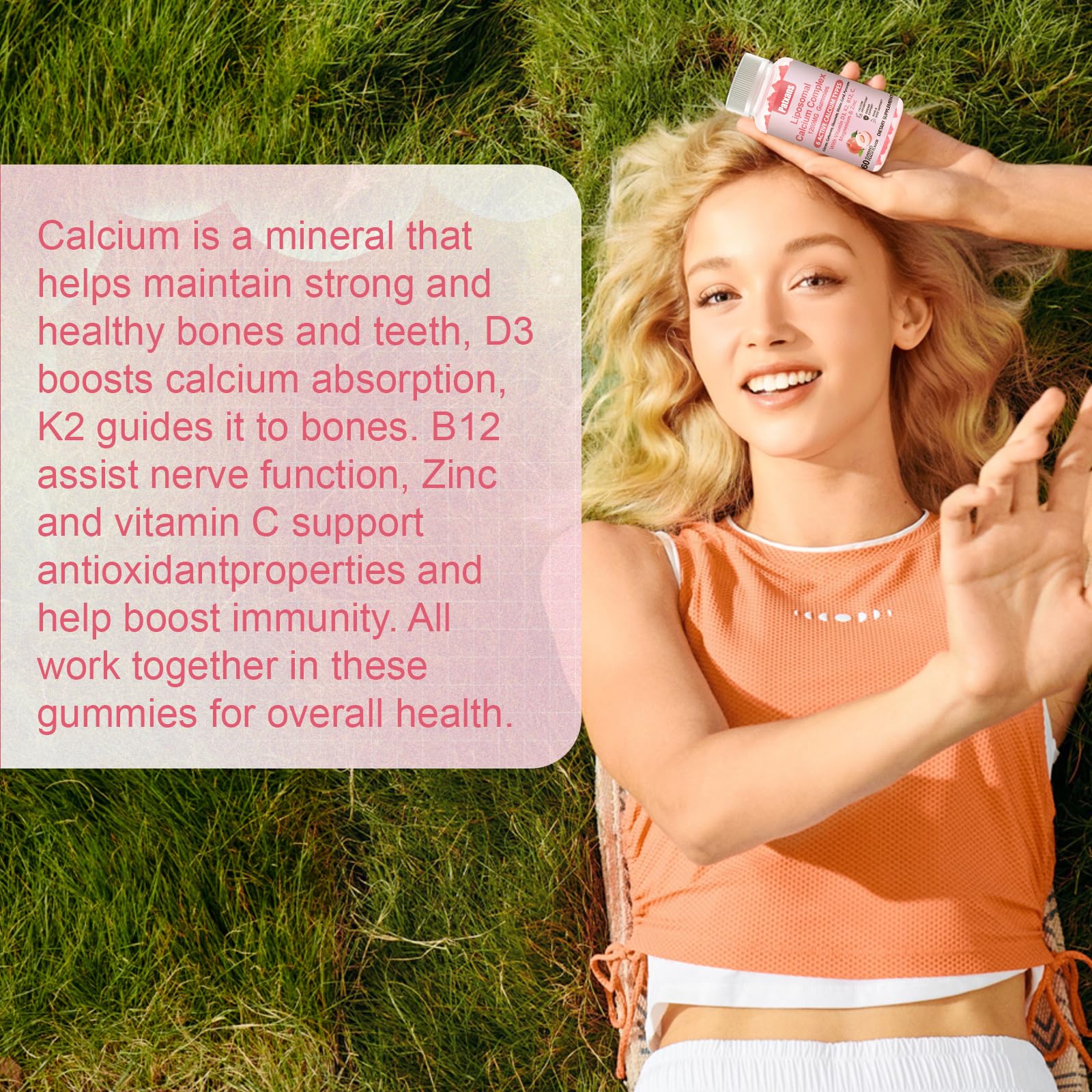 Patxans bottle held in hands for convenient daily calcium support.