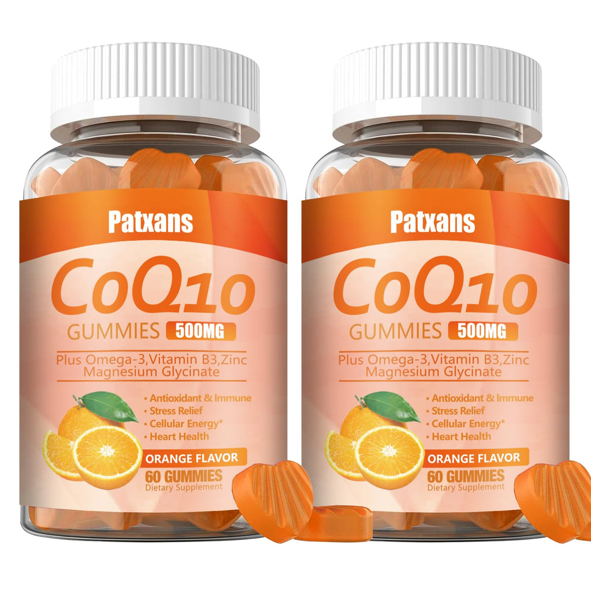 Patxans CoQ10 gummies pack-front view showing the daily wellness product