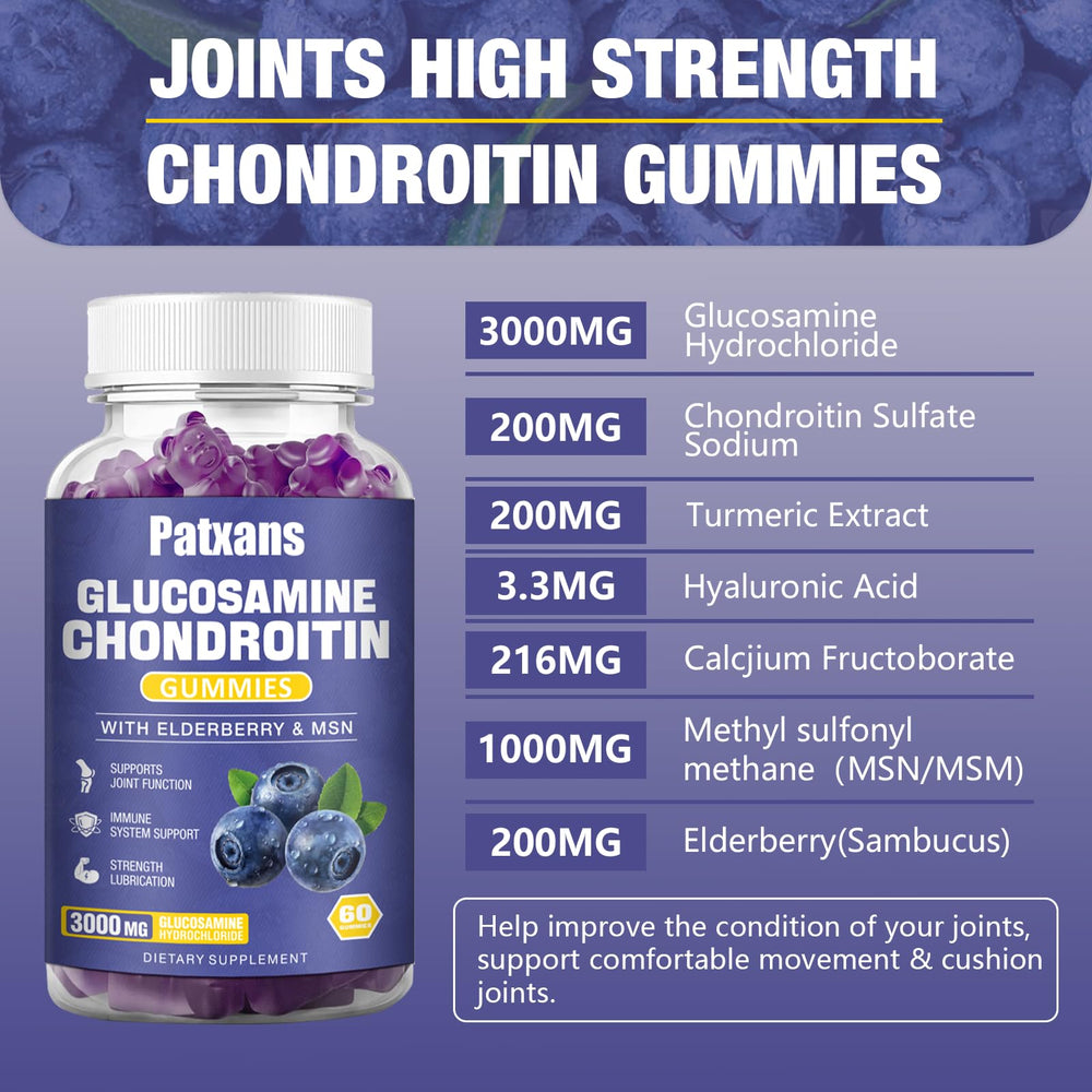 Patxans glucosamine chondroitin gummies closeup reveals soft texture and pleasant flavor.