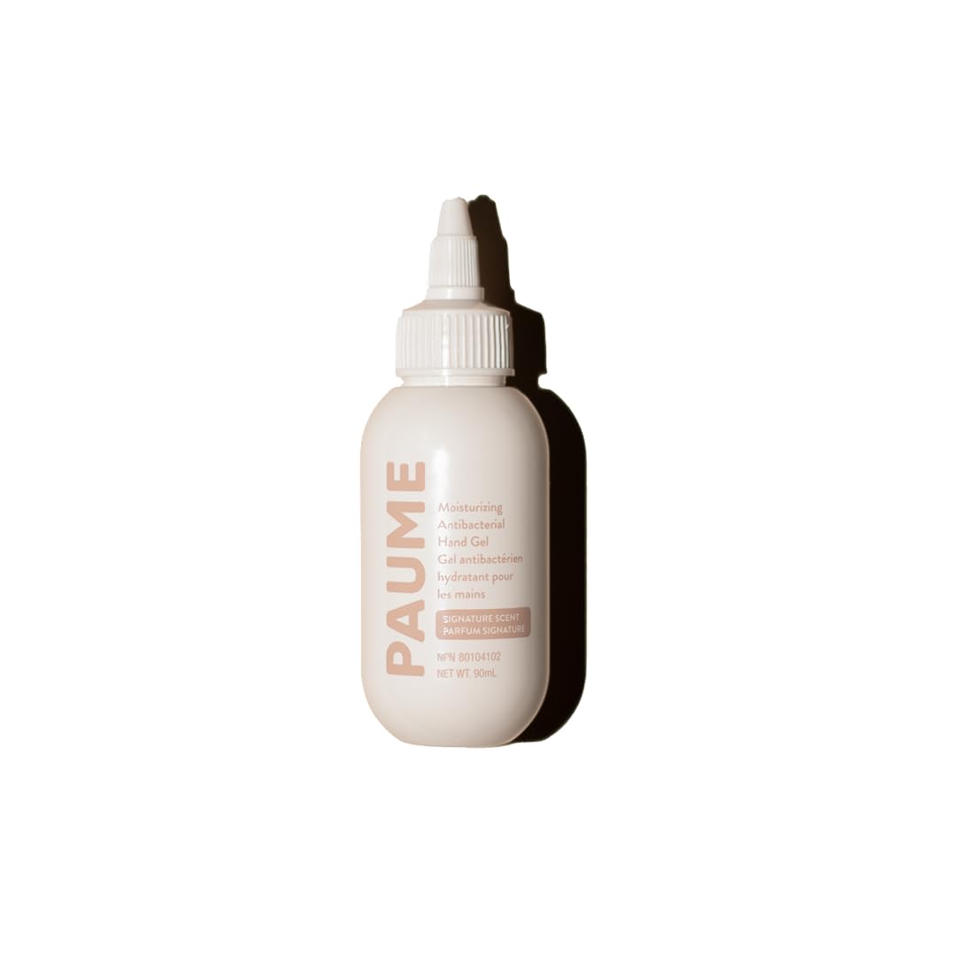 PAUME moisturizing sanitizer bottle front view for on-the-go hygiene and hydration.