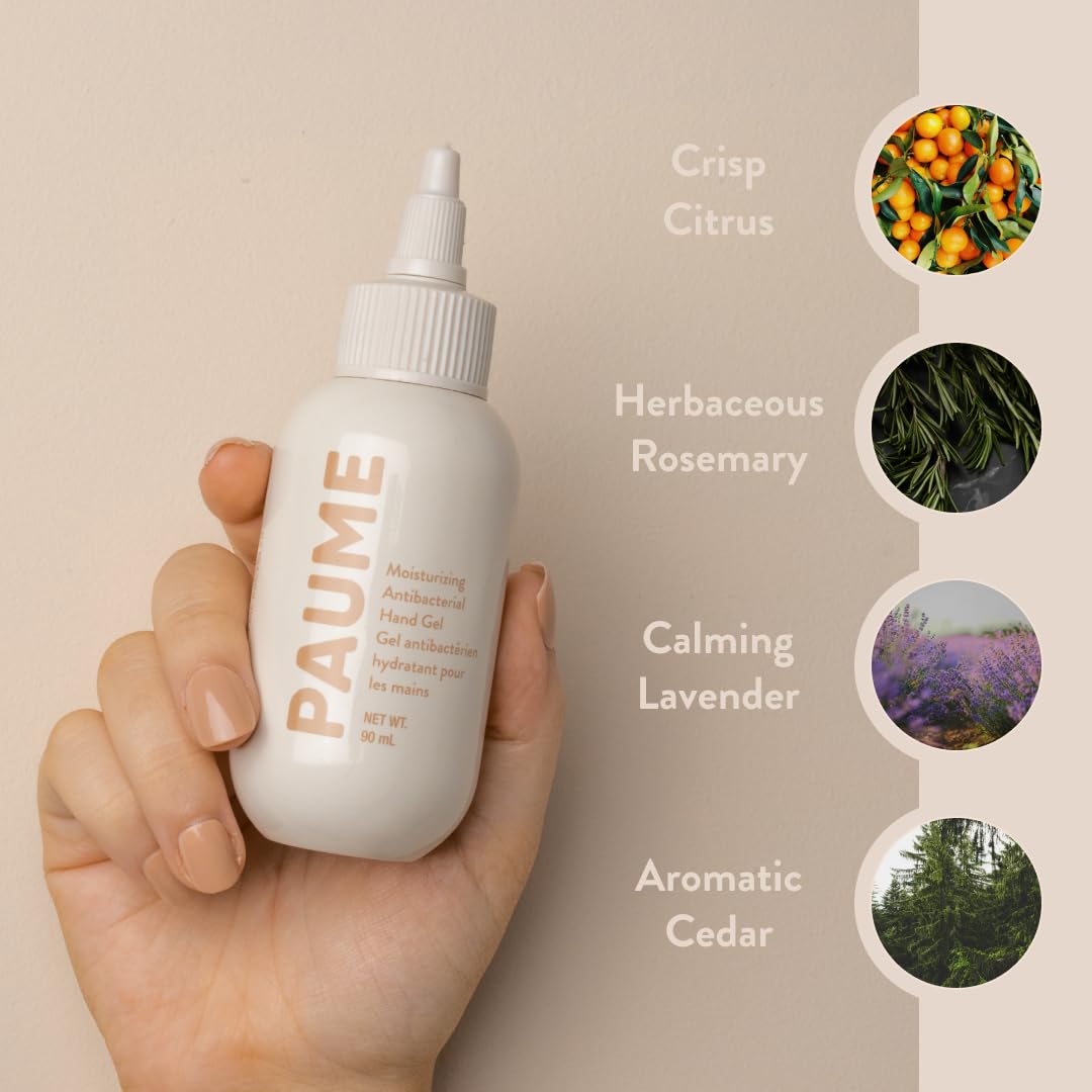 PAUME sanitizer in hand demonstrates easy application and lasting moisture.