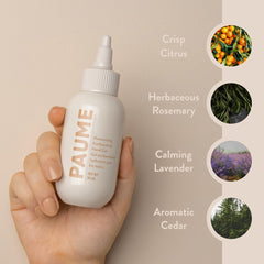 PAUME sanitizer in hand demonstrates easy application and lasting moisture.