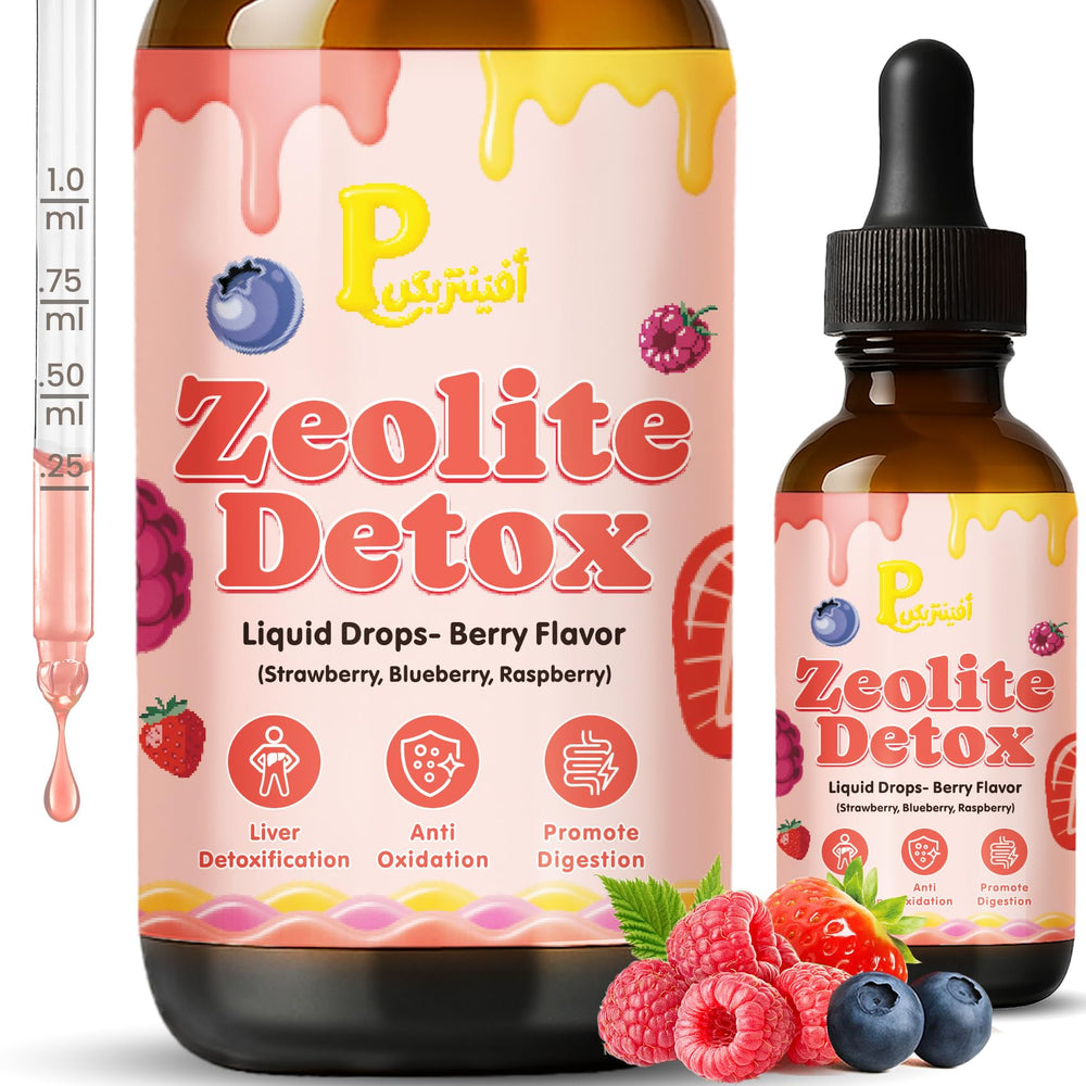 Pavintrix Zeolite Detox Drops bottle with berry flavor for daily wellness