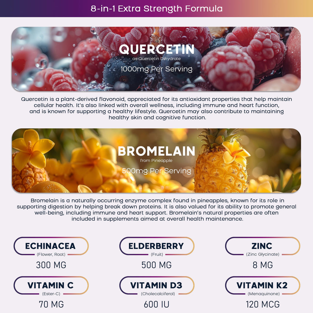 Ingredients label with elderberry and vitamins shown for transparency.