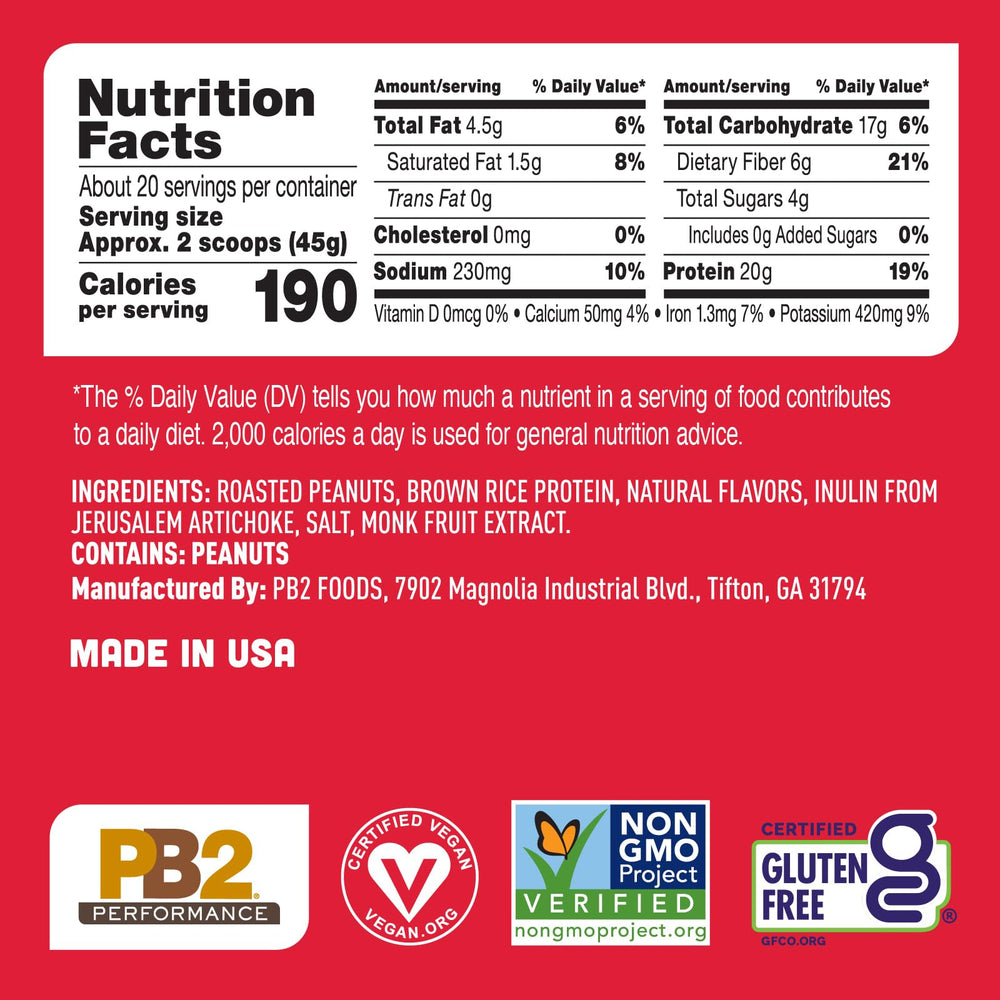 Nutrition label highlights 20g vegan protein per serving