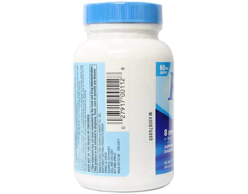 PB8 Probiotic 3-Pack BPA-free bottle on a kitchen shelf.