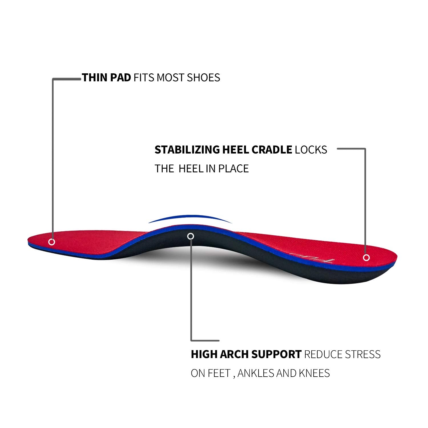 PCSsole for flat feet insole supports the arch and helps reduce fatigue.
