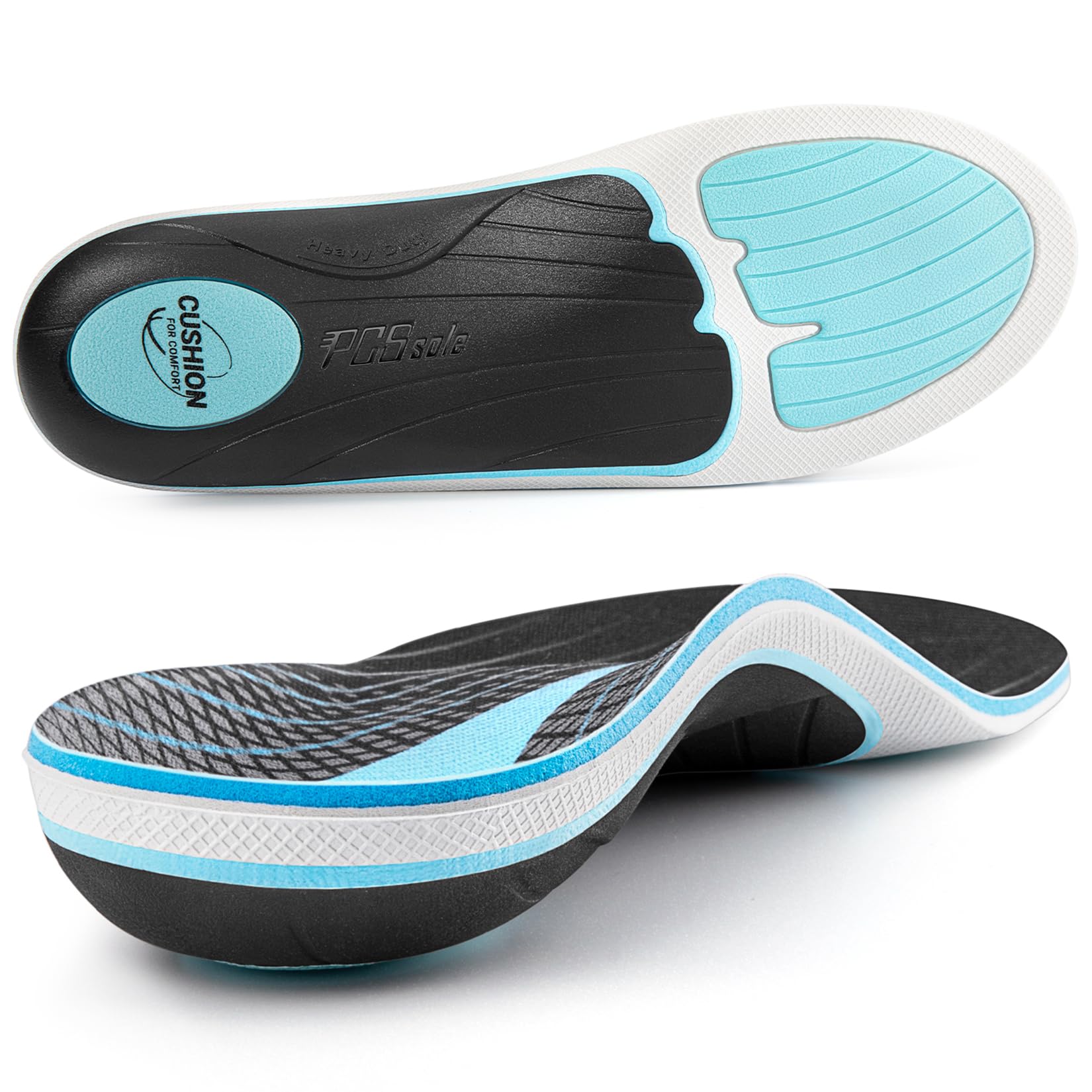 PCSsole plantar fasciitis insoles provide arch support for all-day comfort.