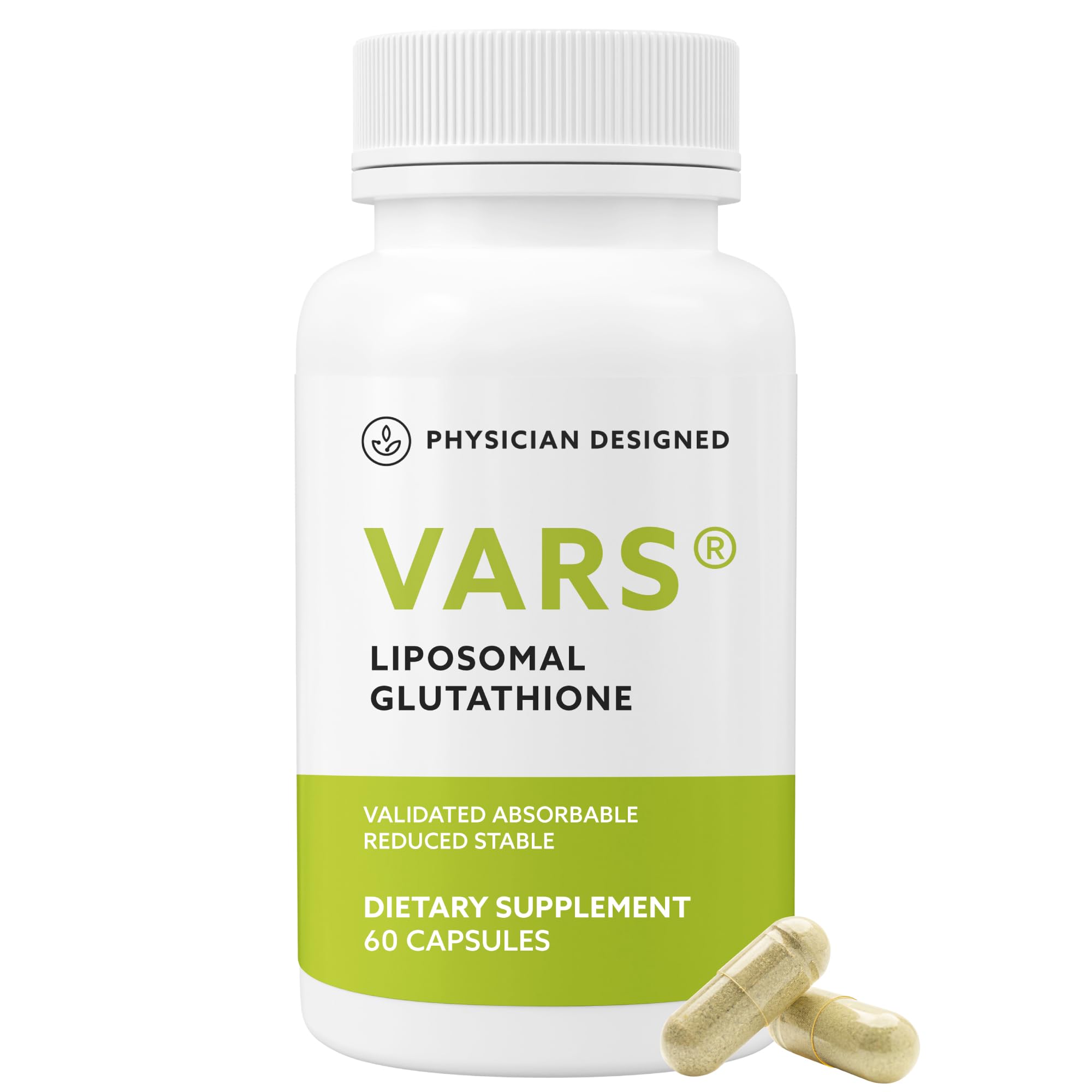 PD VARS liposomal glutathione capsules bottle front view for potential immune support