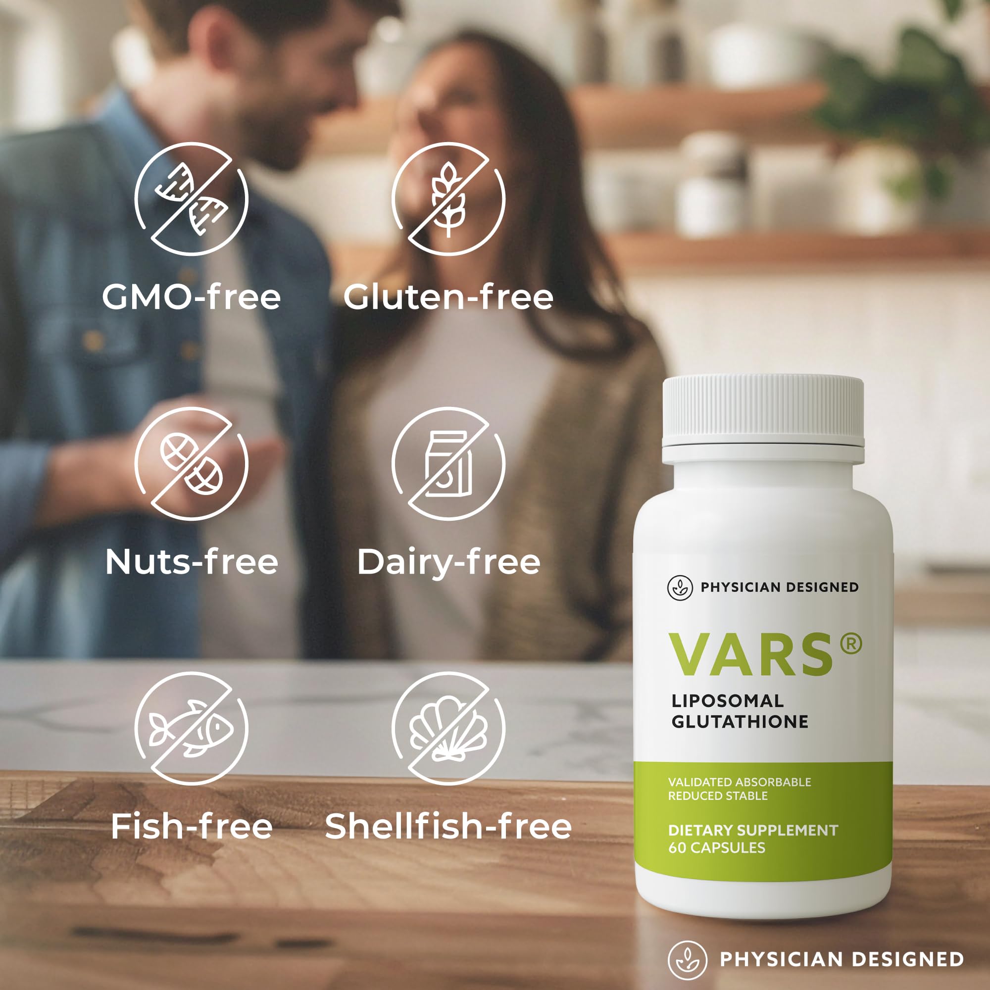PD VARS liposomal glutathione capsules packaging emphasizes physician-designed formula