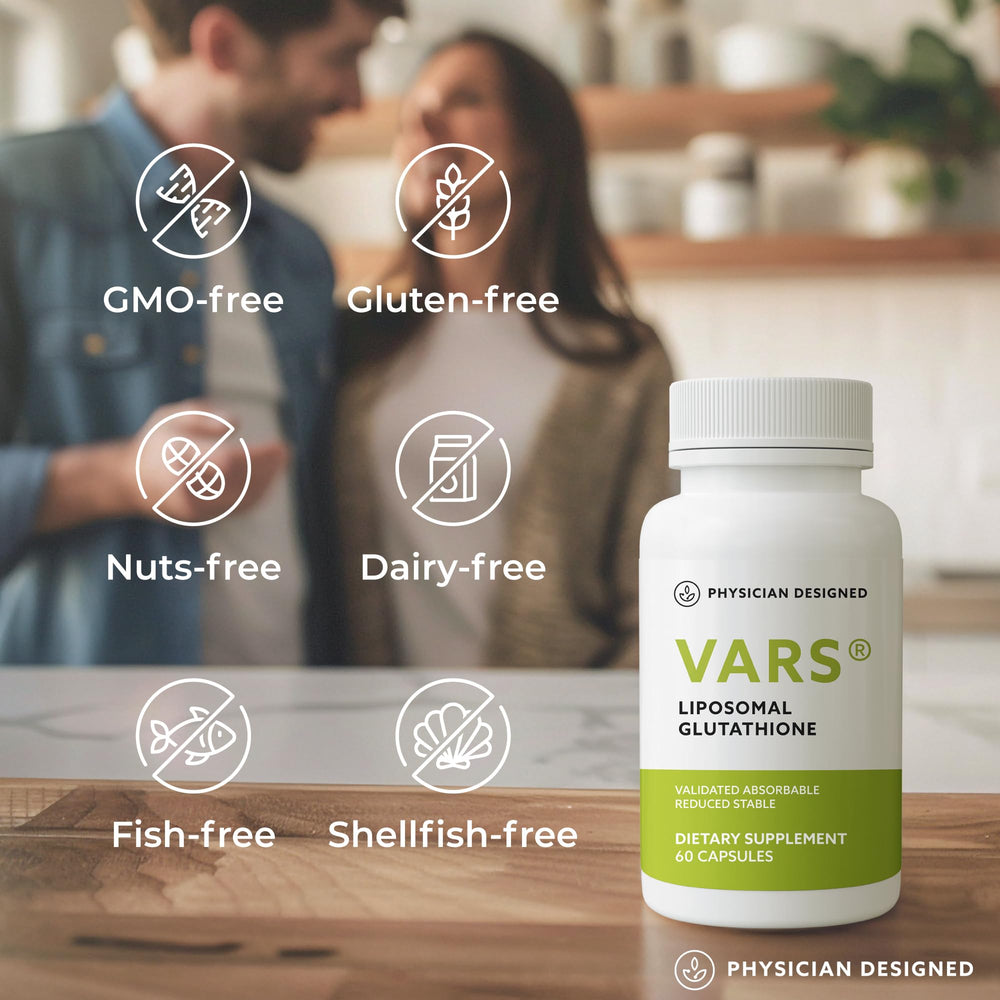 PD VARS liposomal glutathione capsules packaging emphasizes physician-designed formula