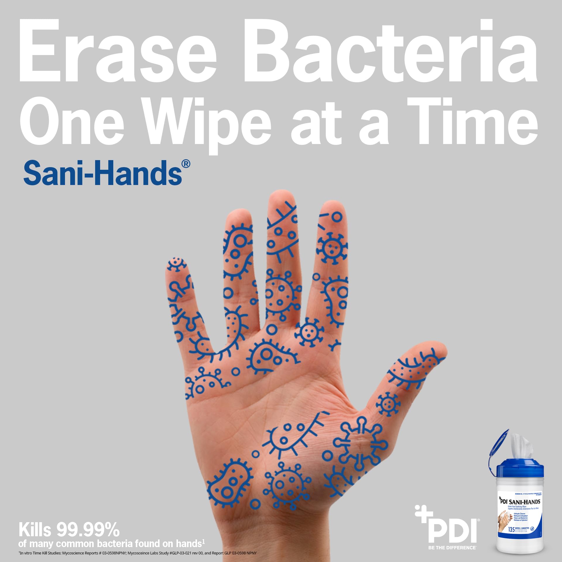 PDI Sani-Hands con aloe y vitamina E para cuidado de la piel tras cada uso.