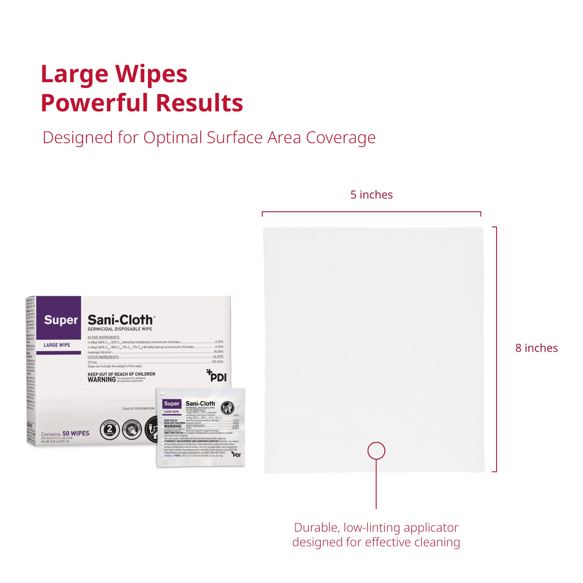 Box of 50 PDI wipes stored in a cart for easy access.