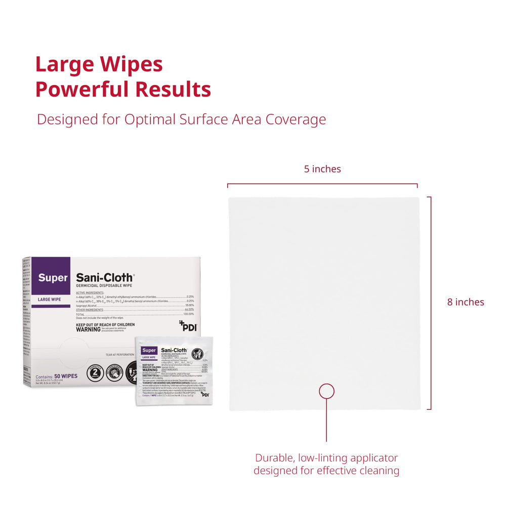 Box of 50 PDI wipes stored in a cart for easy access.