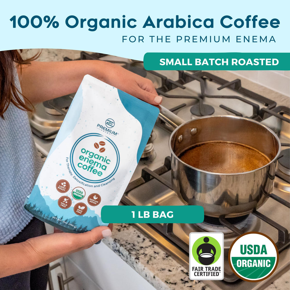 PE Premium Enema organic coffee bag, medium-ground for reliable extraction and easy prep
