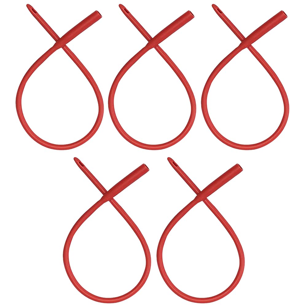 PE Premium Enema red latex catheter 20FR front view, flexible for comfortable use.