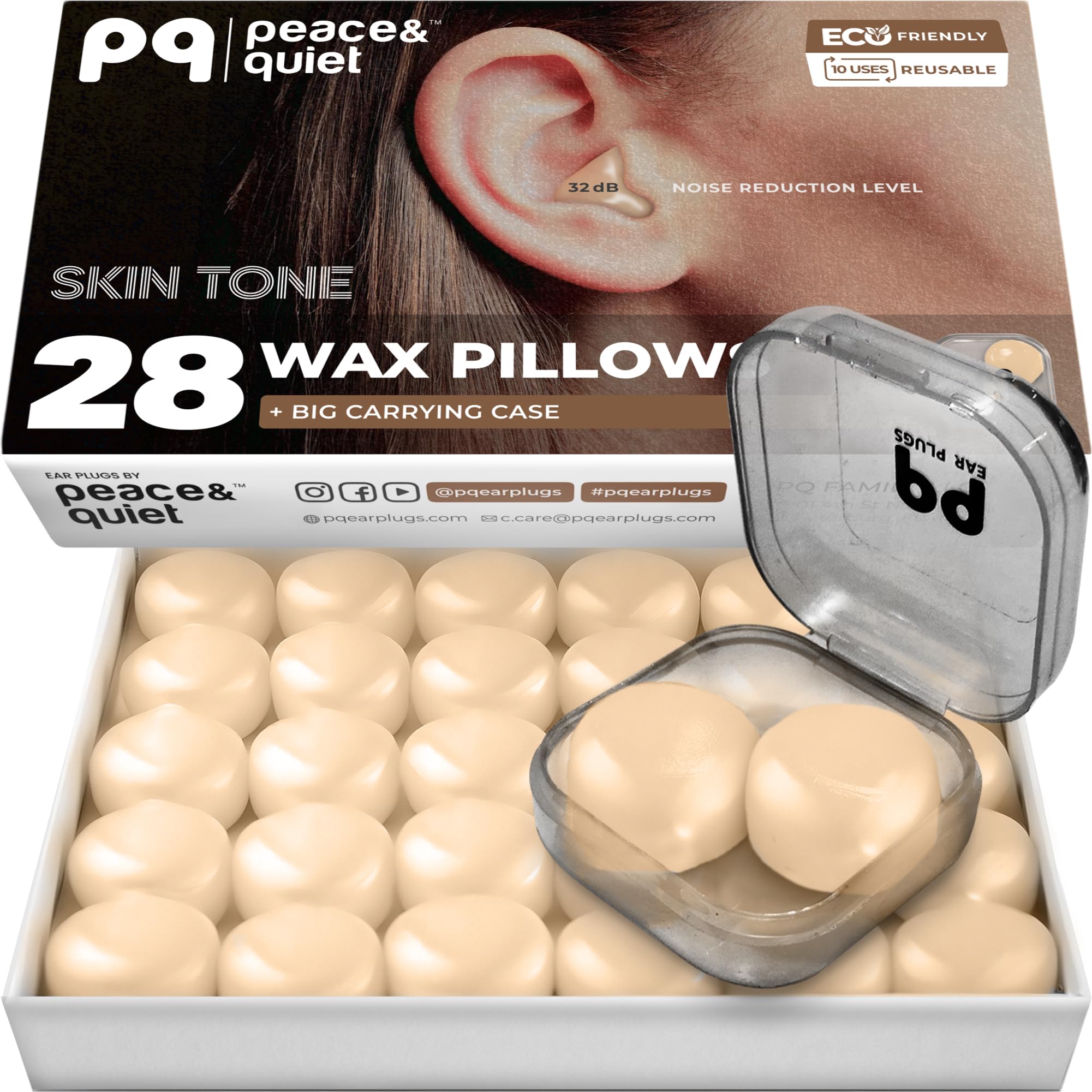 Peace&Quiet PQ sleeping ear plugs close-up showing moldable silicone for comfortable sleep