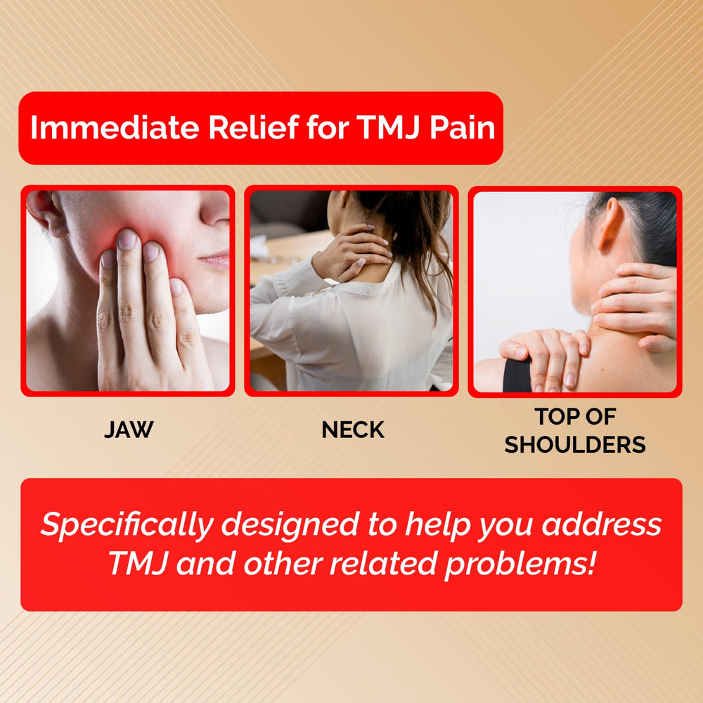 Peak Essentials TMJ Massager in hand demonstrating compact, portable design for convenient use.