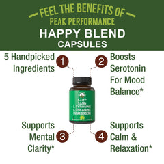 Peak Performance 5HTP capsules for mood balance and daily well-being.