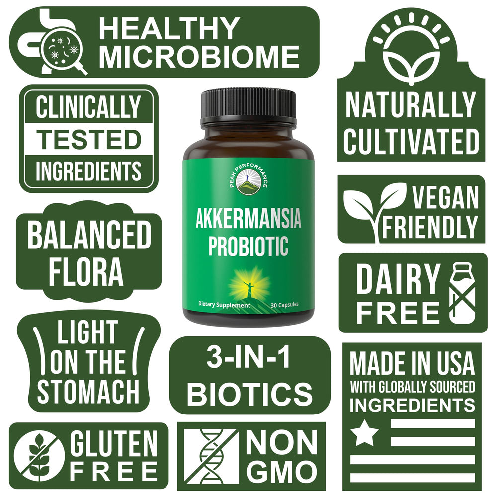 Peak Performance Akkermansia delayed-release capsules for targeted gut delivery