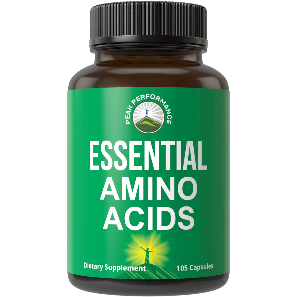 Peak Performance All 9 Essential Amino Acids capsules for post-workout support.