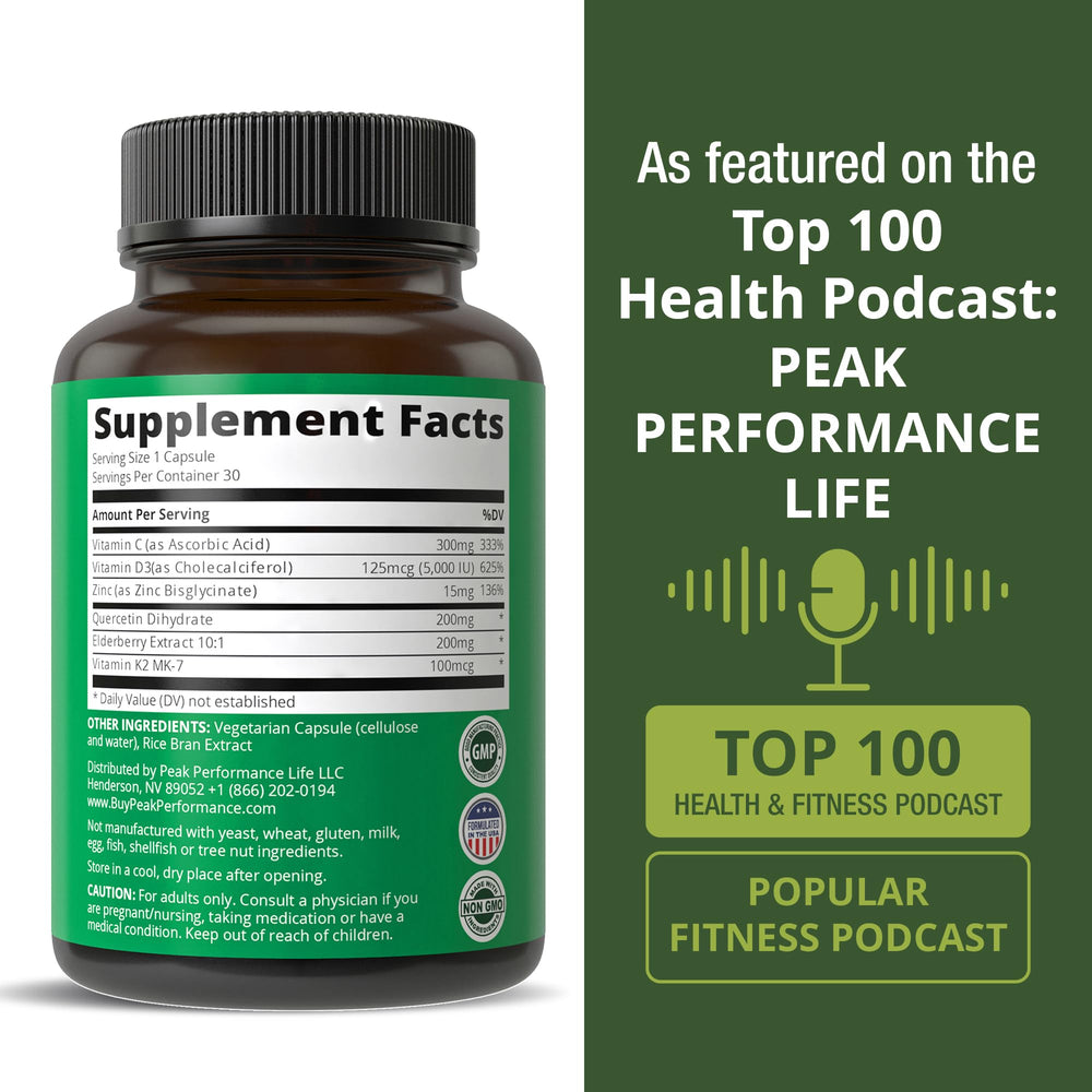 Peak Performance allergen-free label signaling clean, tolerance-friendly ingredients.