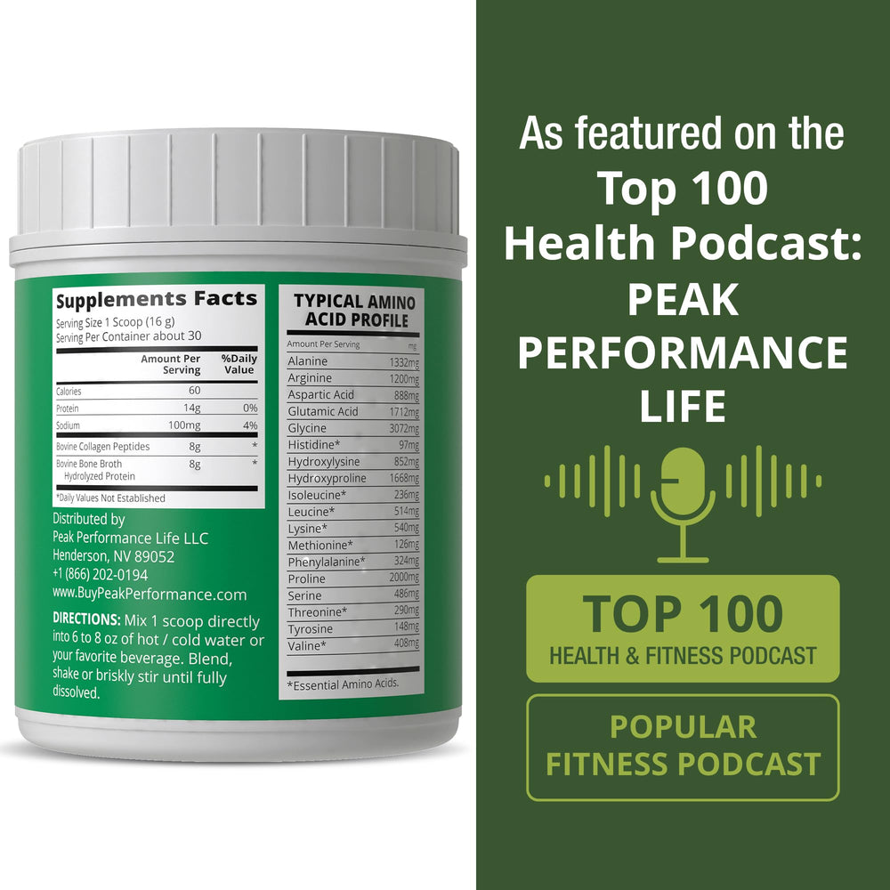 Peak Performance amino acids-rich formula supports skin joints and energy