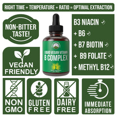 Peak Performance B Complex Liquid vegan gluten-free formula supports clean supplementation.