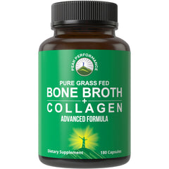 Peak Performance bone broth capsules pack shot for daily wellness.
