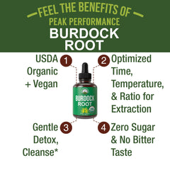 Peak Performance Burdock Root Drops dropper for easy daily dosing.