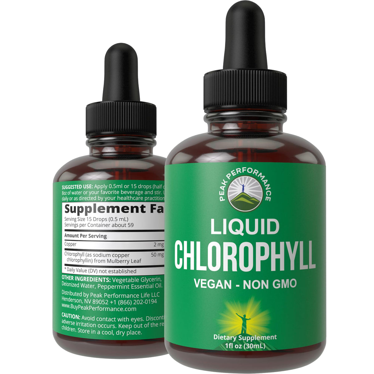 Peak Performance Chlorophyll Drops with mulberry leaf extract for high purity and digestion support