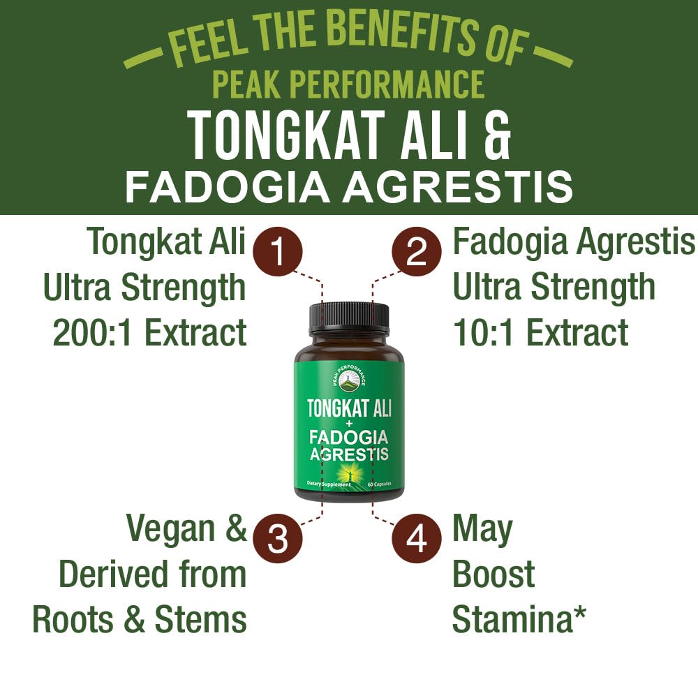Peak Performance Fadogia Agrestis extract bottle highlights concentrated formula for stamina