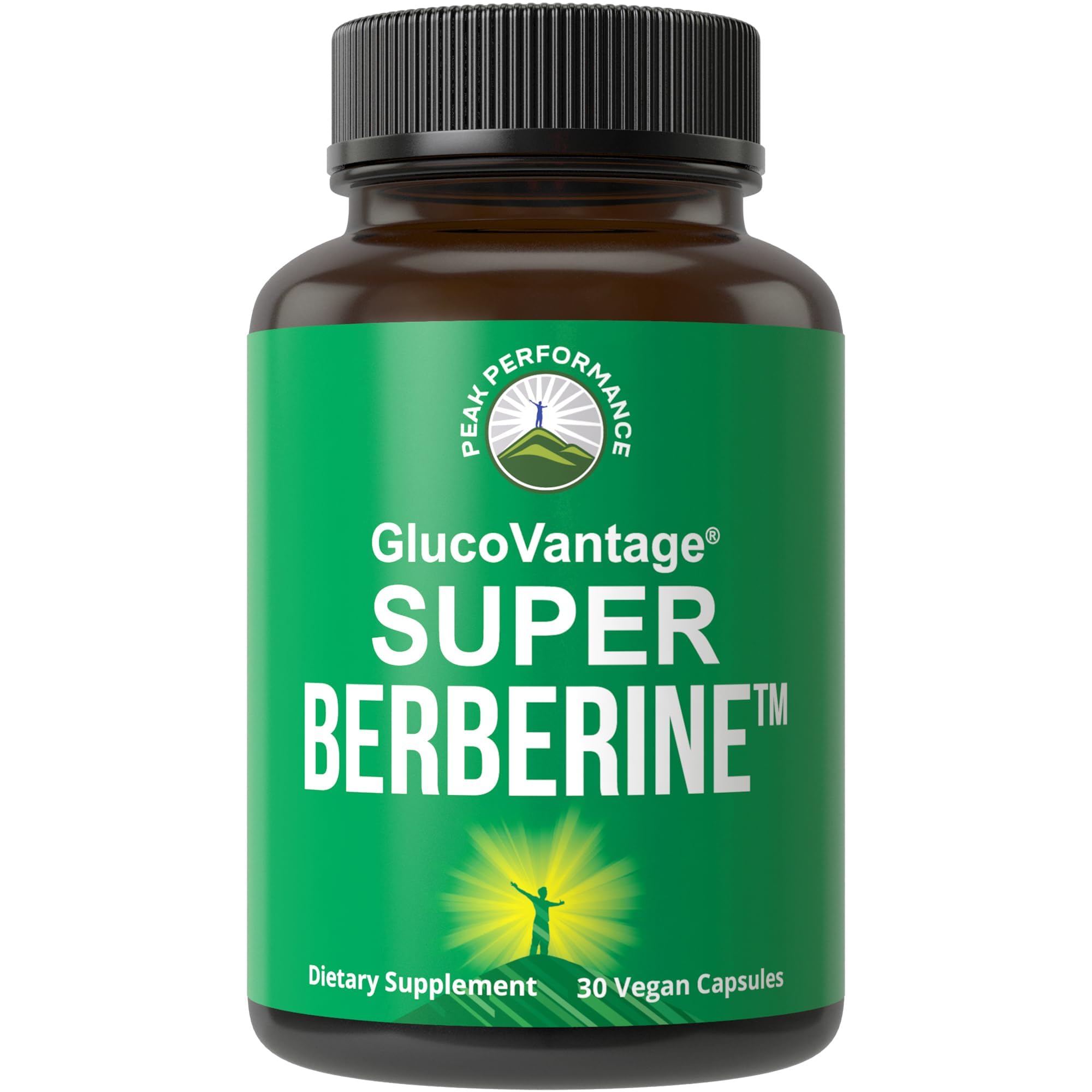Peak Performance GlucoVantage bottle front with capsules for metabolism support