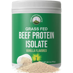 Peak Performance Grass-Fed Beef Protein Isolate bottle for dairy-free protein support.