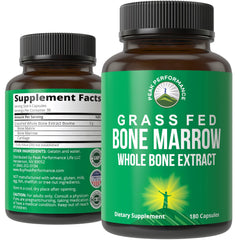 Peak Performance Grass Fed Bone Marrow bottle with capsules for daily nourishment