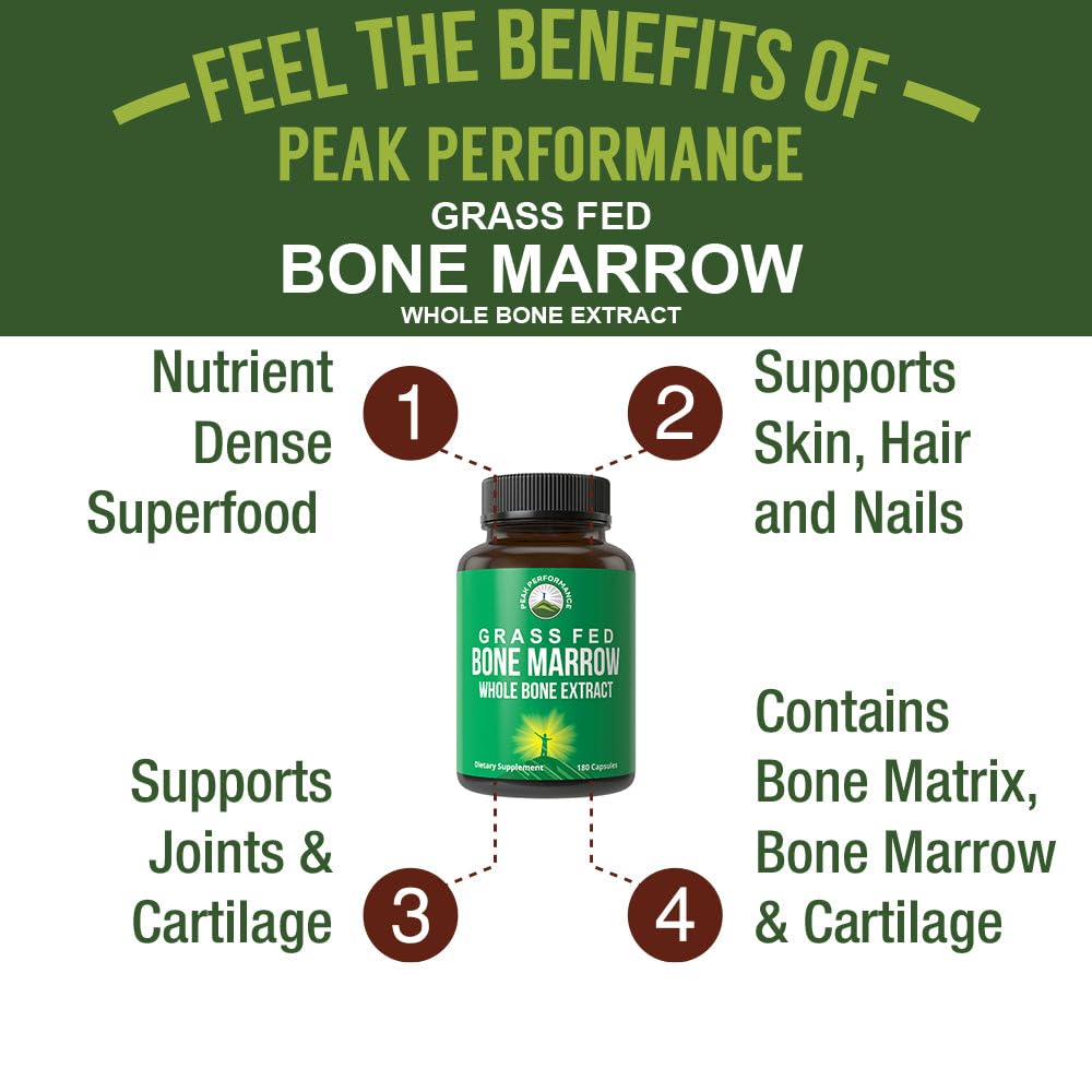 Close up of Peak Performance Bone Marrow capsules showing dense texture