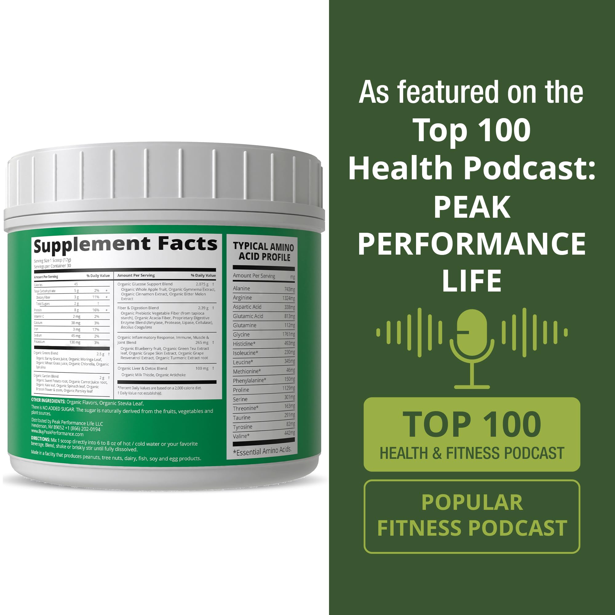 Peak Performance Greens energy smoothie illustrating vibrant, wholesome vitality