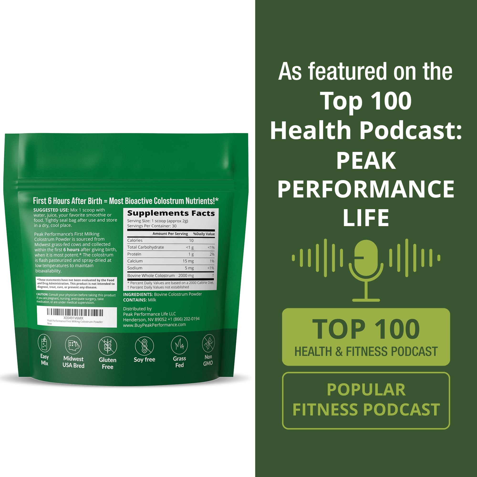 Peak Performance supports gut integrity with growth factors and proteins