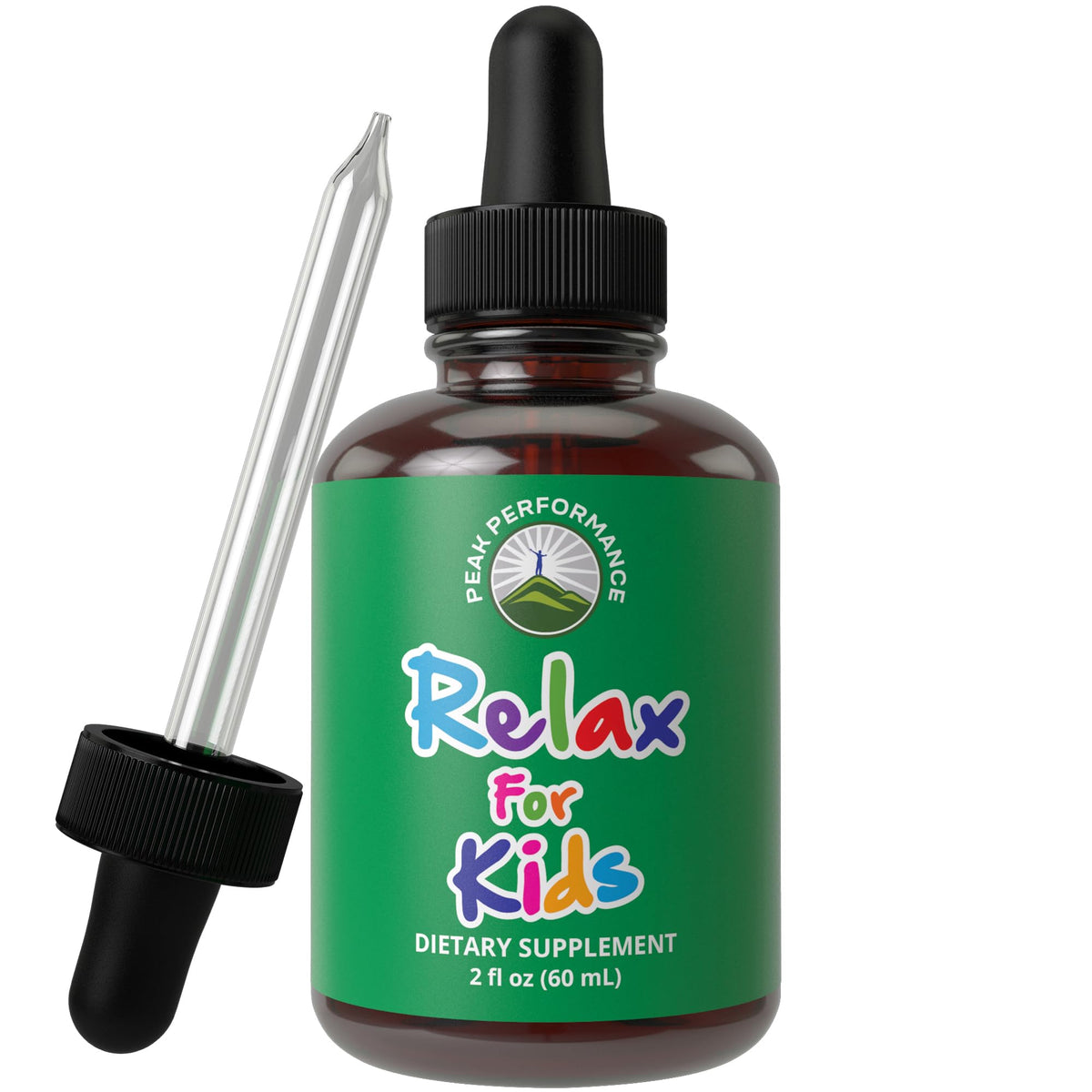 Peak Performance Kids Calm Drops bottle for a natural, sugar-free calming option