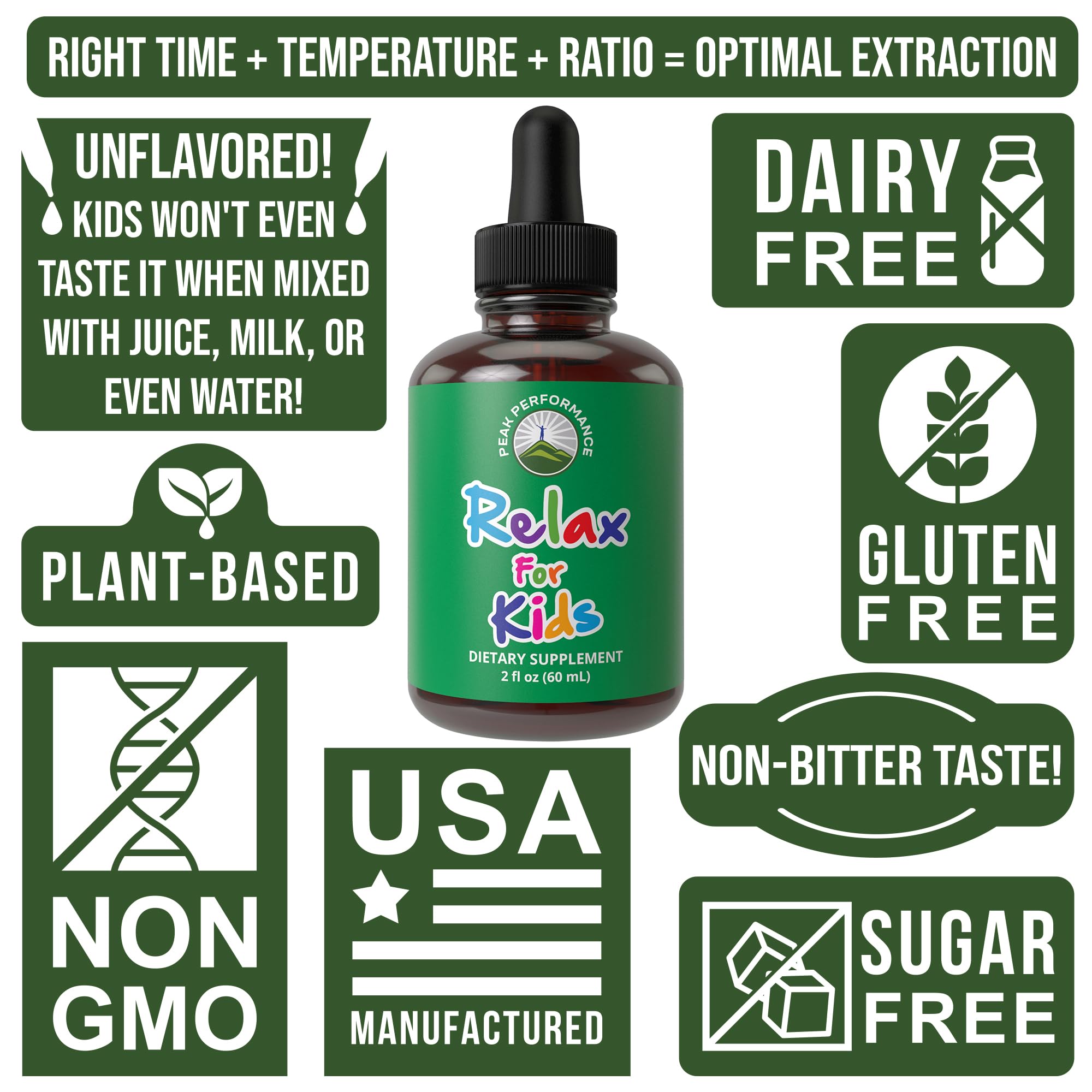 Store display featuring Peak Performance Kids Calm Drops for families