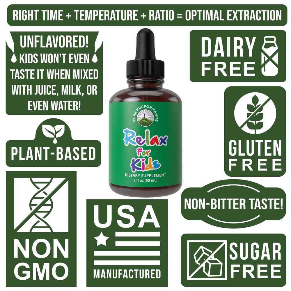 Store display featuring Peak Performance Kids Calm Drops for families