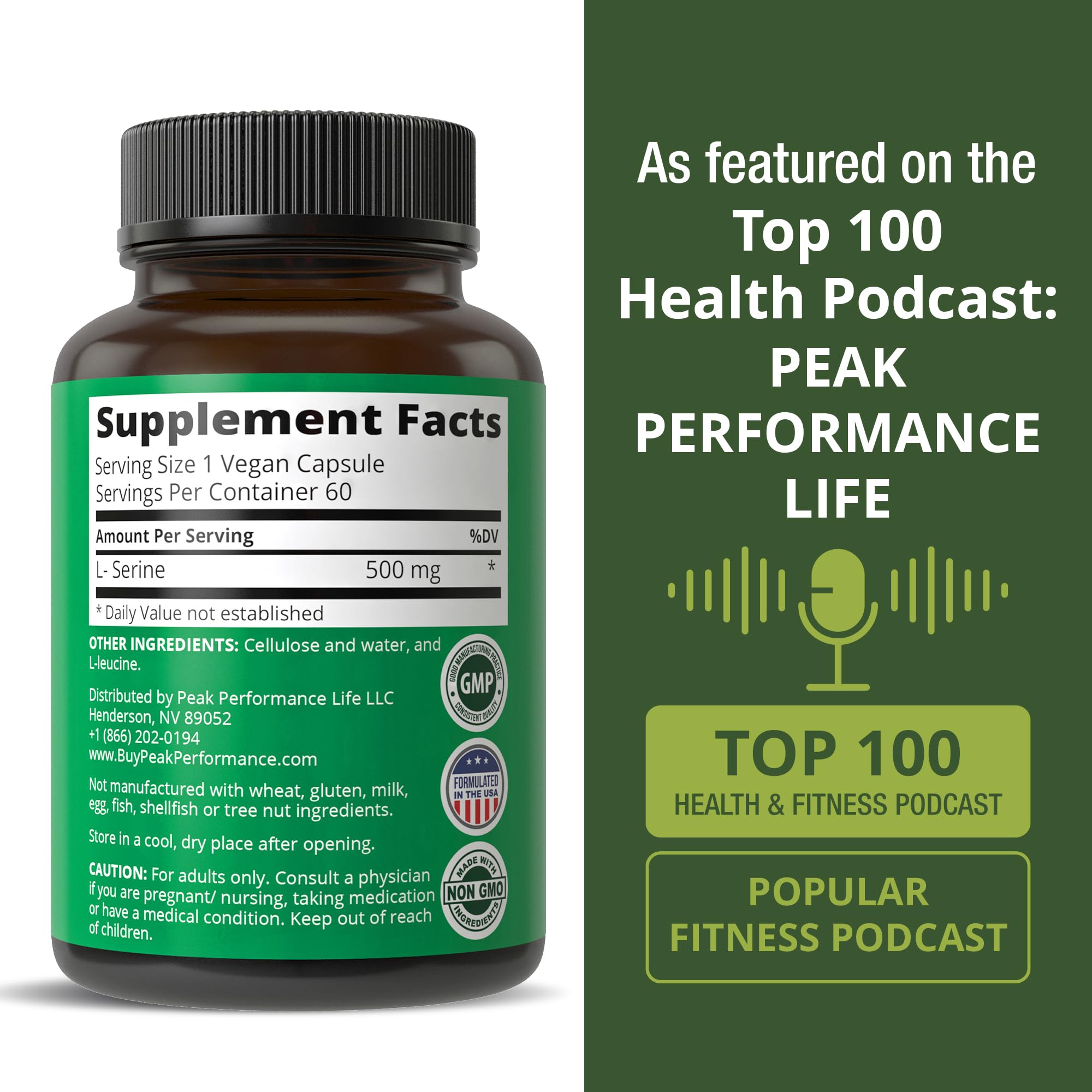 60-serving bottle emphasizes value and long-term use for L-Serine.