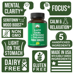 Peak Performance L-Tyrosine capsules for focused energy during tasks.