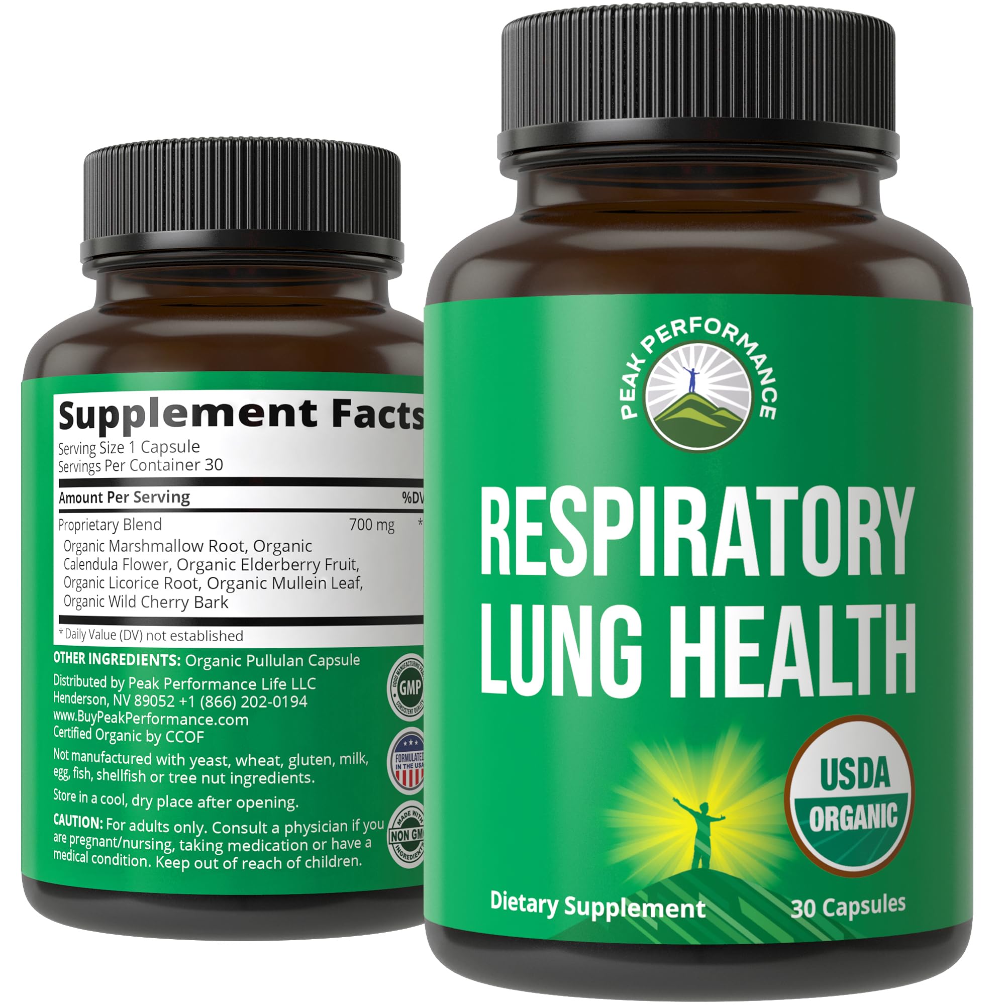 Peak Performance Lung Detox bottle for daily lung support.