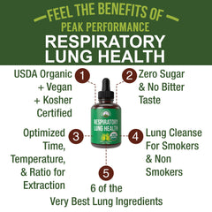 Close-up of Peak Performance Lung Detox drops for convenient on-the-go dosing